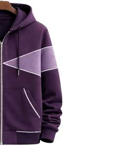 Sudadera con capucha personalizada para hombre, morada y lavanda, con cremallera, de algodón y forro polar, informal, estilo urbano, chaqueta de invierno, fabricante personalizado - Product Image 4