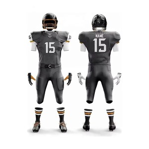 Men's Black Red <b>White</b> American Football Uniform Set Jersey Padded Pants Custom Name Number OEM Sublimation Wholesale Factory - Product Image 2