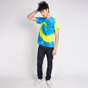 T-shirt décontracté en jersey tie-dye personnalisé avec logo imprimé, 100 % coton écologique, manches courtes, vierge, pour la vente en gros - Product Image 5
