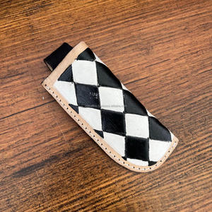 Gaine de couteau à carreaux en cuir véritable de qualité supérieure Durable couverture de couteau de ceinture à dessus ouvert de haute qualité pour les aventures en plein air - Product Image 5