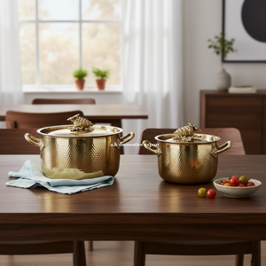 Ollas de Cocina de Metal Forjado a Mano con Tapas, Diseño Europeo Moderno, Ecológicas, Aptas para Alimentos, Compatibles con Gas e Inducción - Product Image 2