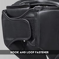 Casque de boxe FARABI en cuir PU noir avec design tatoué en EVA, protection confortable, fermeture auto-agrippante, pour entraînement et sparring