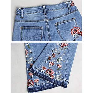 Pantalones vaqueros casuales acampanados con cintura elástica y ribetes para mujer, 100% algodón, transpirables, de secado rápido, con logo personalizado. - Product Image 5