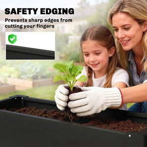Black 2.6 X 1 X 2 ft Raised Garden Bed Galvanized Outdoor <b>Planter</b> <b>Box</b> with Gloves for Gardening for Vegetables Flowers Herbs - Product Image 6