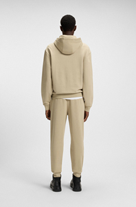 Conjunto de Sudadera con Capucha y Pantalones Deportivos para Hombre, Color Beige, Corte Regular, Estilo Casual, Color Sólido con Logotipo Frontal, Ropa de Otoño - Product Image 2