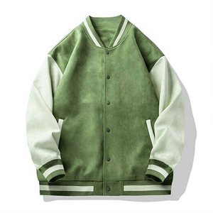 New Wool Varsity Letterman College <b>Jacket</b> <b>White</b> Sleeves Winter High Street Stand Collar Breathable Front Low - Product Image 3