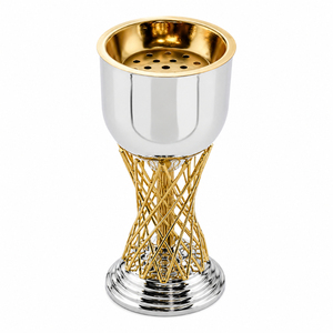 Brûleur d'encens arabe de luxe en métal, brûleur de Bakhoor en forme de sablier, or et argent, Mabkhara pour la décoration de la maison pendant le Ramadan, fournisseurs en gros - Product Image 1