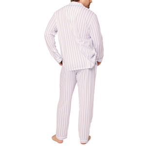 Vente en gros de pyjamas de luxe pour hommes, manches longues, 100% coton, ensemble de vêtements de nuit 2 pièces avec tissu respirant pour l'été - Product Image 3