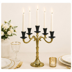 5 Arm Metal Candelabra Gold Wedding Centerpiece Table Decoration Bulk Wholesale <b>Black</b> and Gold <b>Candlestick</b> Holder for Events - Product Image 6