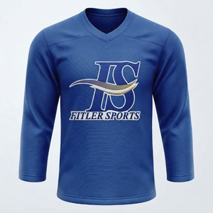 T-shirt de sport bleu à manches longues pour homme, en coton tricoté, pour la gym et l'entraînement, avec impression par transfert thermique, maillot de fitness - Product Image 1