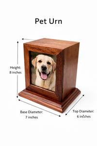 Urne funéraire en bois artisanale avec cadre photo à porte ouvrante en bois de rose pour animaux de compagnie et bébés - Product Image 2