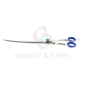 Professional Stainless Steel Hair Cutting Scissors with Scalloped Blade and Blue Sparkle Finger <b>Ring</b> Inserts - Product Image 6