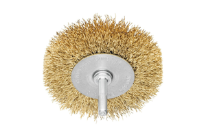 Crimped Brass Coated Wire Wheel Brush with Spindle 6mm Shank for Die Grinder Rotary <b>Tool</b> <b>Abrasive</b> Cleaning Deburring Brush - Product Image 4
