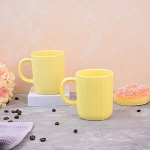 ชุดแก้วกาแฟเซรามิกเคลือบสีเหลืองซันคิสเซด 2 ใบ ใช้กับไมโครเวฟได้ ดีไซน์สร้างสรรค์ วัสดุ PC ความจุ 350 มล./400 มล. พิมพ์ลายได้ตามต้องการ - Product Image 5