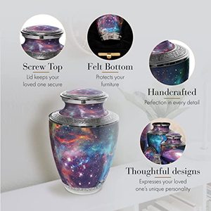 Traditional Artistic Aluminum <b>Keepsake</b> Funeral Urn <b>Memorial</b> Ash Container Crafted With Stylish Surface And Secure Closure - Product Image 5