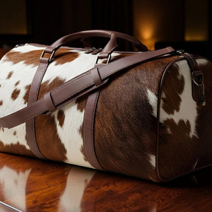 Wholesale genuine cowhide leather hair on travel <b>bags</b> custom logo supplier OEM premium fashion luggage <b>bag</b> for sale in low price - Product Image 5