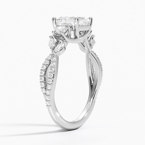 Bague BOJ 0143 en argent 925, taille Asscher, sertie de trois griffes, luxe Willow, solitaire, diamant 2 carats, couleur D, VVS1, Moissanite GRA - Product Image 2