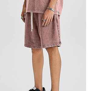 Short tie-dye de style américain de qualité supérieure pour hommes, 100 % coton, taille à cordon, short élégant. Créez votre marque avec nous. - Product Image 5