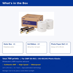 Papier photo brillant/lustré DNP DS-RX1HS 5x7, 700 impressions (350/rouleau), 2 rouleaux, kit de ruban de sublimation par transfert thermique, photomaton, kiosque, 5,5 kg - Product Image 4