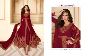 Salwar Kameez de Diseñador de Alta Calidad, Semi-Cosido, Bordado, Talla Única, en Georgette Sintética, para Fiestas y Festivales, Estilo Indio - Product Image 3
