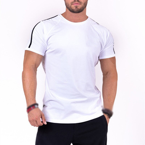 T-shirt de sport noir pour homme, vêtements de musculation, de fitness, de course à pied, en coton, coupe ajustée, NOUVEAU - Product Image 1