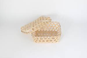 High Quality Handcrafted Retro Woven Lidded Bamboo <b>Baskets</b> 3 Sizes <b>Set</b> Wholesale OEM Factory Supplier - Product Image 4