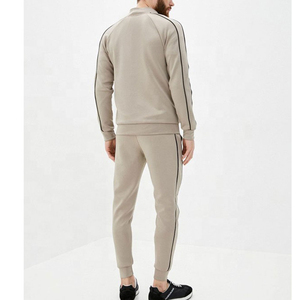 Men's Winter Solid Color Windproof Polyester/Cotton Suit Neck Long-Sleeved T-Shirt Pants Two-Piece Zipper Jacket <b>Trouser</b> - Product Image 3