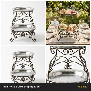 Handmade SS304 Buffet <b>Riser</b> 28 cm Antique Brass Frame Food Safe Plates Jaal Wire Scroll Display <b>Riser</b> for Home Decor Hotels - Product Image 6