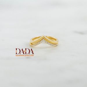 Anillo Abierto con Diamante Cultivado en Laboratorio, Diseño Geométrico en Forma de V, Anillo Moderno de Estilo Arquitectónico para Mujer, Joyería de Moda para Uso Diario - Product Image 2