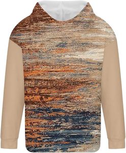 Sweat à capuche pour homme avec imprimé graphique abstrait – Sweat-shirt décontracté à blocs de couleurs avec poche - Product Image 3