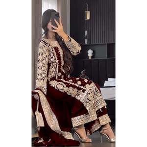 Conjunto Dupatta Top-Down para mujer con Secuencia de bordado pesado Trabajo Elegante diseño elegante - Product Image 4