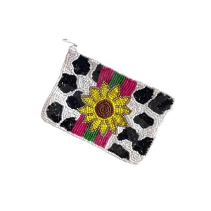 Monedero con cuentas de semillas de flores, hermoso monedero con cuentas personalizado para mujer, monedero de moda con - Product Image 1