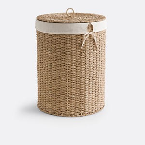Panier à linge rond en paille tressée, panier de rangement fait main, vente en gros, écologique, fabriqué au Vietnam - Product Image 1