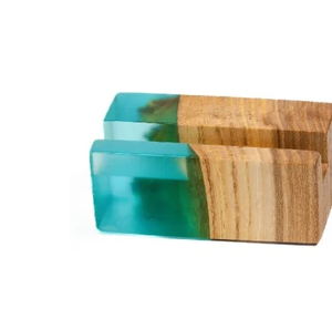 Epoxy Resin And Wood Business Card <b>Holder</b> Luxury Design Classic Business <b>Id</b> Card <b>Holder</b> Creative Gift With Pen Stand - Product Image 2