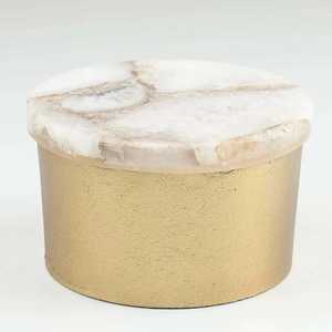 Bol en pierre polie fait main au design raffiné, base dorée, dessus en marbre blanc, vaisselle de table idéale pour offrir - Product Image 6