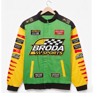 เสื้อแจ็คเก็ตสำหรับผู้ชายปี 2026 ขายส่งแบบ OEM ผ้าฝ้าย 100% ไซส์ใหญ่ ปักลายตามสั่ง สำหรับขี่มอเตอร์ไซค์ แข่งรถแนสคาร์ สไตล์วินเทจ - Product Image 4