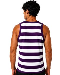 Purple <b>White</b> Striped <b>Men</b> Cotton Tank Top Sleeveless <b>Vest</b> Casual Summer Gym Fitness Shirt Breathable Loose Fit Streetwear Top - Product Image 2