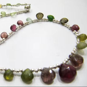 Collier de mariage à perles facettées multi-briolettes en forme de cœur, de 6 à 10 mm, graduées, longueur 16 pouces - Product Image 4