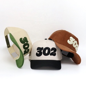 Embroidered Corduroy Baseball Cap Unisex Adjustable 6-Panel Hat Casual Spring Summer Style <b>Adult</b> 58-60CM - Product Image 6