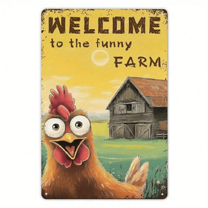 CIFbuy Plaque en aluminium rustique vintage 8x12 pouces, motif poulet de ferme, pour bar, TikTok, service de retrait Temu, catégorie Plaques - Product Image 1