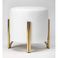Pouf ottoman rond moderne avec pieds en acier inoxydable, de haute qualité, pour la maison et l'hôtel, décoration de style farmhouse, plaqué or, nouvelle arrivée
