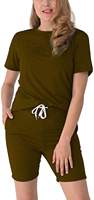 Ensemble de vêtements de détente deux pièces pour femmes avec logo personnalisé, pull à col rond et short à taille élastique, coupe décontractée, vente en gros