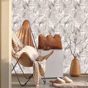 Carta da Parati Moderna Boho con Foglie di Monstera, Piante Astratte, Facile da Applicare, Autoadesiva, Decorazione Murale Peel and Stick - Product Image 3