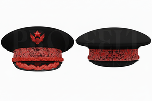 Comfortable Trendy Hot Sale Embroidered Black Peak Cap with <b>Red</b> Decorative Band Classic Formal Uniform Style Headwear for Men - Product Image 5