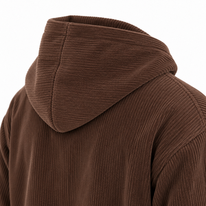 Conjunto Deportivo de Pana Marrón para Hombre, Sudadera con Capucha y Pantalones Jogger, Manga Larga, Color Sólido, Corte Regular, Informal, para Verano, 100% Algodón, Marca MANGOES FASHION - Product Image 4