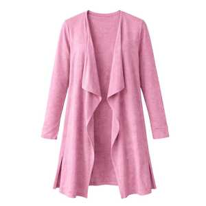Veste longue en fausse daim mauve pour femme, cardigan élégant pour un look décontracté et formel, doux et confortable - Product Image 1