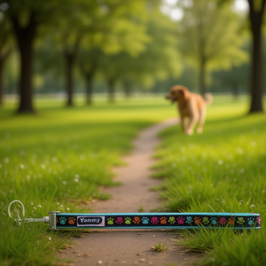 Guinzaglio per cani Yommy Pet 30-45 cm con design colorato a impronte di zampa - Product Image 3