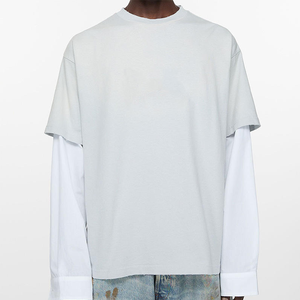 T-shirt unisexe à manches longues double épaisseur, 100 % coton, coupe oversize, délavé à l'acide, écologique - Product Image 5