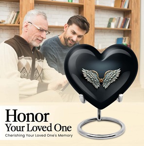 Hermosa urna de cremación azul en forma de corazón con diseño floral, recuerdo personalizable para cenizas de mascotas. - Product Image 6