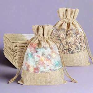 Elegante Bolsa de Regalo de Yute de Colores con Asa de Cuerda para Tiendas Minoristas - Product Image 6